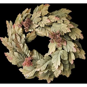 Corona de flores artificial de arce HURSIK, aspecto seco, verde-rosa, Ø 50 cm