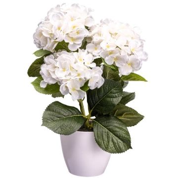 Flor decorativa Hortensia SLORFIN en maceta decorativa blanca, color blanco, 30 cm