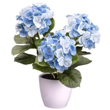 Flor decorativa hortensia SLORFIN en maceta decorativa blanca, azul, 30 cm