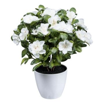 Flor artificial azalea WHENFA en maceta decorativa blanca, blanca, 30 cm