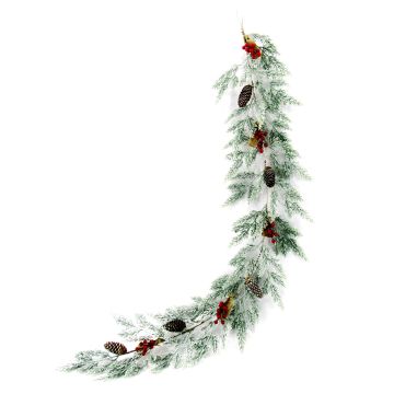 Guirnalda navideña artificial BREKSTAD, bayas, piñas, con nieve, 150 cm, Ø 20 cm