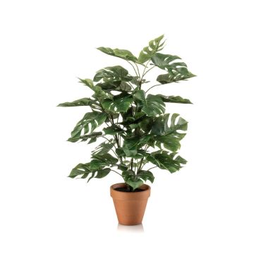 Planta artificial Philodendron monstera deliciosa HINAGIKU en maceta de terracota, 65 cm