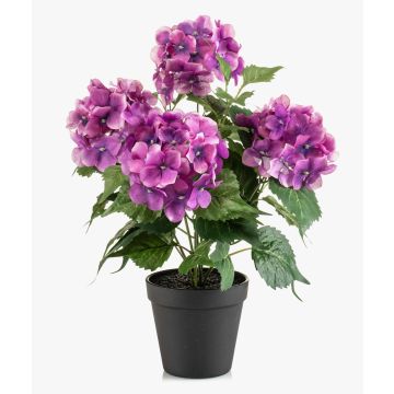 Hortensia artificial DORJA en maceta decorativa, violeta, 40 cm