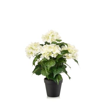 Hortensia artificial DORJA en maceta decorativa, blanco-verde, 40 cm
