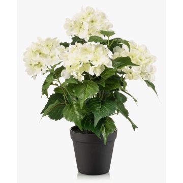 Hortensia artificial DORJA en maceta decorativa, blanco-verde, 40 cm
