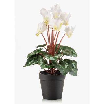 Cyclamen artificial VERIANA en maceta decorativa, blanco-verde, 30 cm