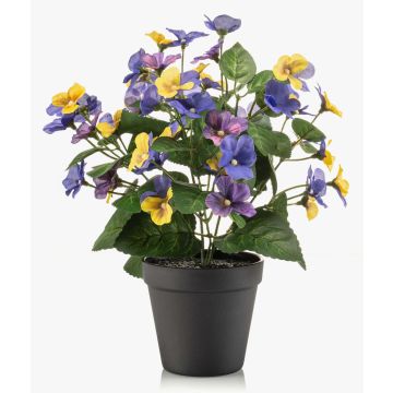 Pensamientos artificiales NORHA en maceta decorativa, amarillo-azul-lila, 30 cm