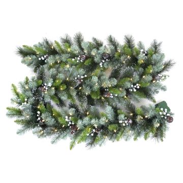 Guirnalda de abeto artificial WISCONSIN, decorada en plata, purpurina, LED, 275 cm, Ø 30 cm