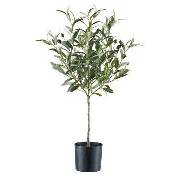 Árbol decorativo olivo de tronco alto SELVO con frutos, tronco artificial, 70 cm