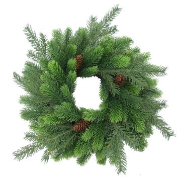 Corona de abeto de plástico WYOMING con piñas, Ø 45 cm Corona de abeto de plástico WYOMING con piñas, Ø 45 cm