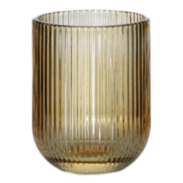 Vaso GENOVEFA con estrías, ámbar-transparente, 9,5 cm, Ø 7,5 cm Vaso GENOVEFA con estrías, ámbar-transparente, 9,5 cm, Ø 7,5 cm