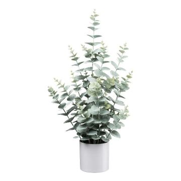 Planta artificial eucalipto FULHER, maceta de melamina, verde grisáceo, 65 cm