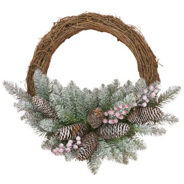 Corona de Navidad artificial RAVENNA, verde, con nieve, frutos, Ø40cm Corona de Navidad artificial RAVENNA, verde, con nieve, frutos, Ø40cm
