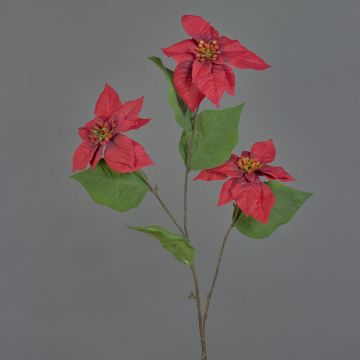 Rama de poinsetia de terciopelo TONZI, rojo, 80cm, Ø14cm