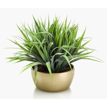 Carrizo artificial NIBORI en maceta de cerámica dorada, verde, 35cm