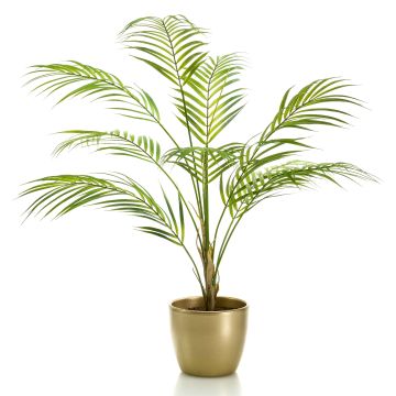 Palmera chamaedorea artificial ALUVIAL en maceta de cerámica dorada, 85cm