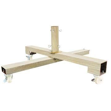 Soporte metálico para árbol de Navidad MIZUKA para abetos artificiales a partir de 305cm, ruedas/freno, marrón claro