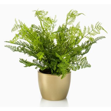 Helecho hembra artificial HANNU en maceta de cerámica dorada, verde, 40cm