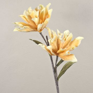 Camelia artificial MUNIR, amarillo-blanco, 120cm