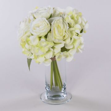 Ramo de flores artificiales FOUDILA, rosas, hortensias, blanco, 25cm Ramo de flores artificiales FOUDILA, rosas, hortensias, blanco, 25cm