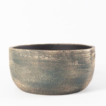 Jarrón de cerámica AETIOS, gradiente de color, azul-dorado, 13cm, Ø28cm