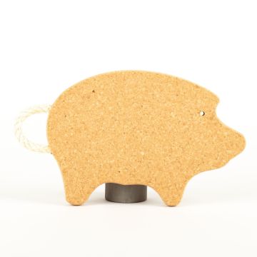 Posavasos de corcho con forma de cerdo RUDI, natural, 32x18,5x2cm