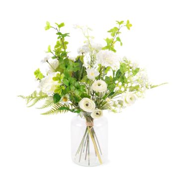 Ramo artificial de flores de invierno GWENDA, blanco-verde, 60 cm, Ø 45 cm