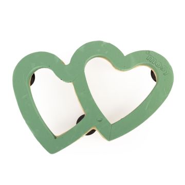 ®mosy Masilla ecológica para decorar coche con corazones dobles SKENADA, decoración para bodas, con ventosa, base de madera natural, verde, 43 x 58 x 5 cm