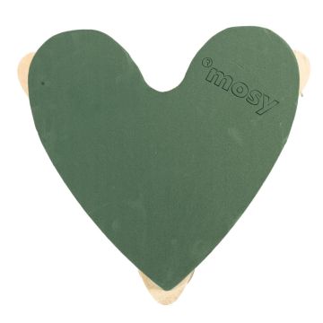®mosy Espuma floral para arreglos florales Ökodur corazón coche MURIANDA, decoración para bodas, con ventosa, base de madera natural, verde, 36 x 37 x 5 cm