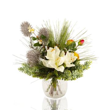 Ramo artificial de invierno KEONA, rosa-blanco, 45cm, Ø40cm