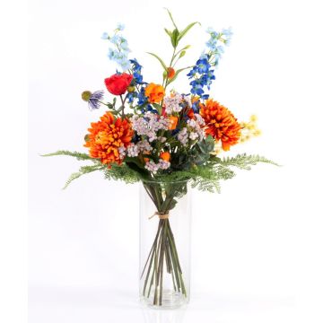 Ramo artificial de verano LOLANA, delphinium, naranja-azul, 70cm, Ø50cm