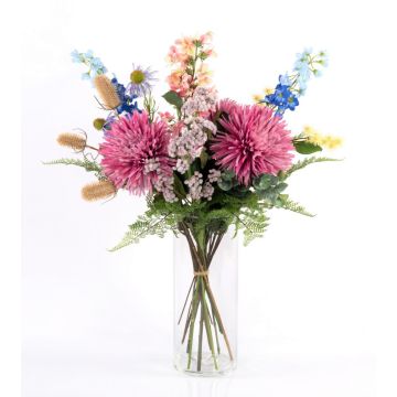 Ramo artificial de verano LOLANA, delphinium, rosa-azul, 70cm, Ø50cm