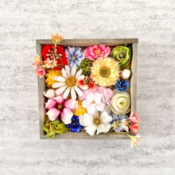 DIY - Cuadro de pared Colorful Blooms - esplendor floral colorido en marco de madera