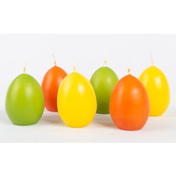 Velas de Pascua LEONITA, 6 unidades, amarillo-naranja-verde, 6 cm, 4,5 cm, 7 h - Fabricadas en Alemania