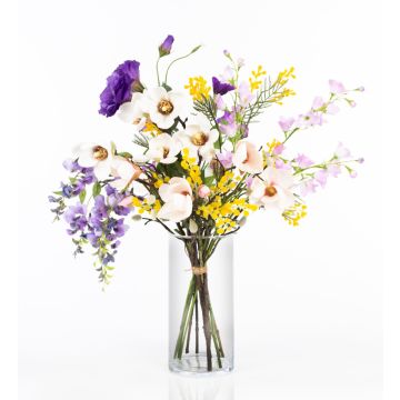 Ramo de flores artificiales de primavera CALISSA, morado-amarillo, 60cm, Ø40cm
