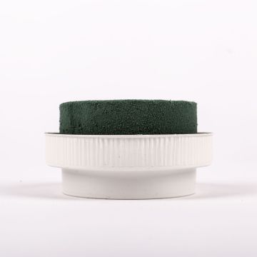 ®mosy Bandeja redonda con espuma floral ONORATA para arreglos florales, verde y blanco, 5,5 cm, Ø 10 cm