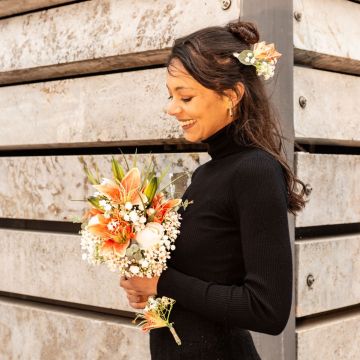 Happy Bride - ramo de novia individual para Tamara con alfiler y cinta para el pelo
