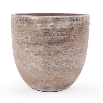 Tiesto de cerámica KAMUNI, líneas verticales, gris-verde, 25cm, Ø27cm