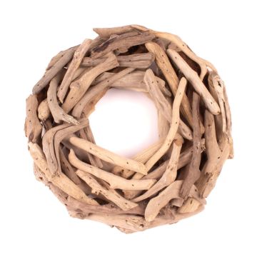 Decoración natural corona de madera flotante LAURIN, natural, 50 cm