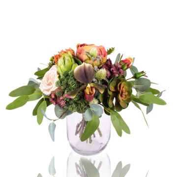 Ramo de suculentas artificiales NABINTY, salmón y verde, 35 cm, Ø 35 cm