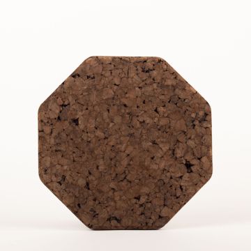 Posavasos de corcho octogonal MANARA, oscuro, 1,8cm, Ø25cm