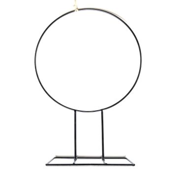 Anillo decorativo de metal FREYDIS con pie, negro, 60cm, Ø48cm