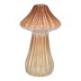Florero RATBURGA, forma de seta, cerámica, ranuras, marrón-beige, 16cm, Ø9cm