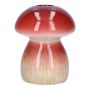 Jarrón de cerámica REFELINDE, forma de seta, rojo-beige, 12cm, Ø9,5cm