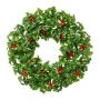 Corona decorativa de acebo TREFO con bayas, verde y rojo, Ø 50 cm