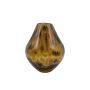 Jarrón para flores RUSSELL, vidrio, abombado, estampado de leopardo, marrón-transparente, 15 cm, Ø 12 cm