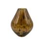 Jarrón para flores RUSSELL, vidrio, abombado, estampado de leopardo, marrón-transparente, 22 cm, Ø 17 cm