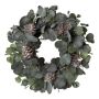 Corona artificial de eucalipto RINPO, piñas, gris-verde, Ø 35 cm