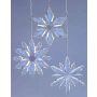 Colgantes acrílicos de copos de nieve WOLFGANG, 3 unidades, transparentes, Ø 11-12 cm