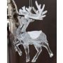 Decoración navideña ciervo MATTHIS, acrílico, purpurina, transparente-plata-blanco, 9x2x12cm